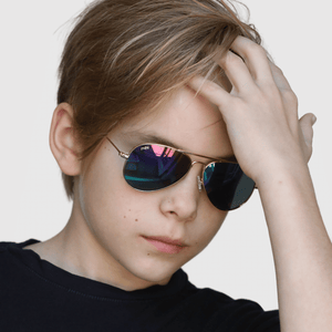 marek wearing mihi kids sunglasses - the soho design